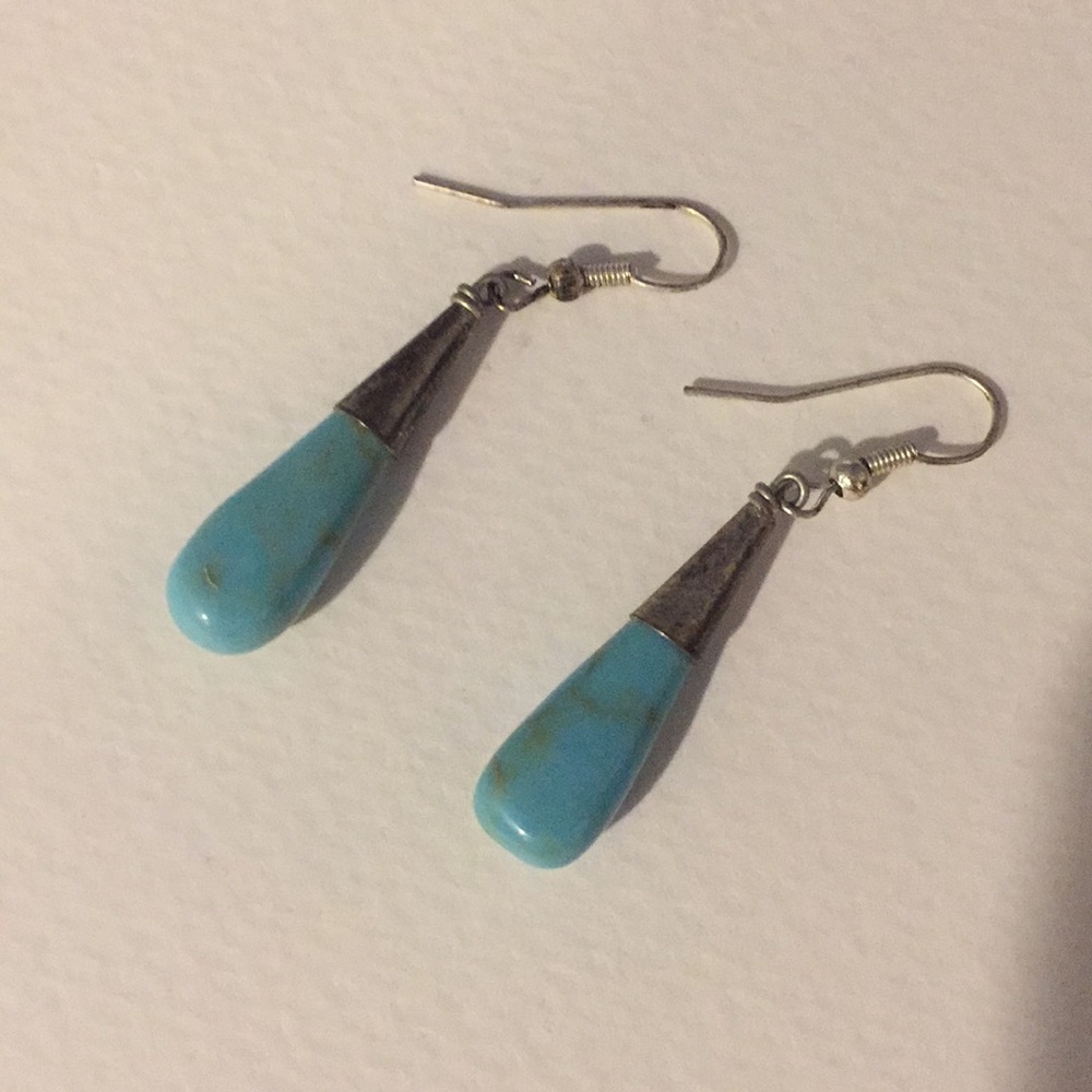 Turquoise & Silver Drop Earrings